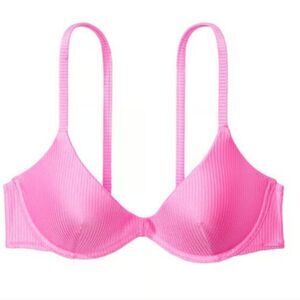 3353 NWT Victoria's Secret PINK Ribbed Push-Up Underwire Bikini Top Sz XXL